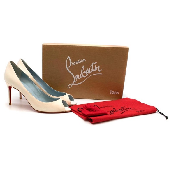 Christian Louboutin Sexy 85mm Peep-Toe White Satin - Picture 1 of 7